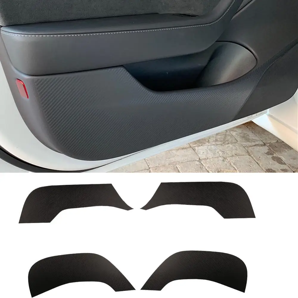 

4Pcs/Set Carbon Fiber cover Sticker Anti-wear Anti-dirty Anti-kick Pad Protector Mat Fit For Tesla Model 3 Replacement For Door