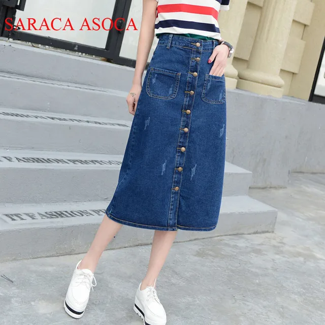 mid calf denim skirt