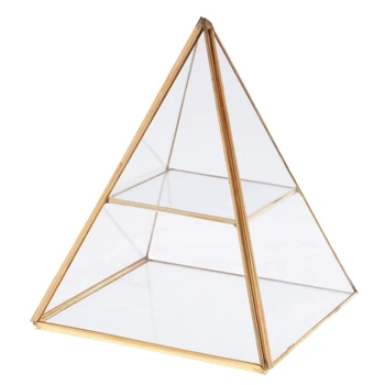 

Pyramid Shape Glass Jewelry Box Display Jewelry Organizer Gold Colored