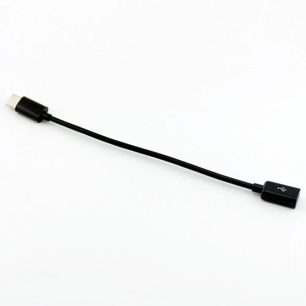 

1pc 15cm USB Micro Female Jack to USB 3.1 Type C Male Plug Connector Data Charging Adapter Cable Cord Black