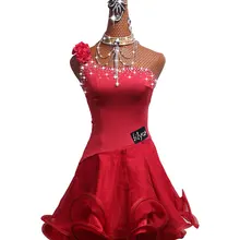 Стразы платье для латинских танцев для женщин высокого качества на заказ Танго Румба платье для самбы ча-ча конкурс латинских танцев платья