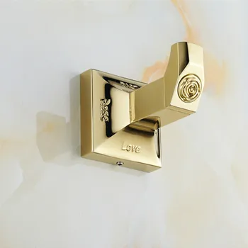 

Golden cloth hanger robe single cloth hook for bathroom hat pant hook soild brass hooks with LOVE home brass hook