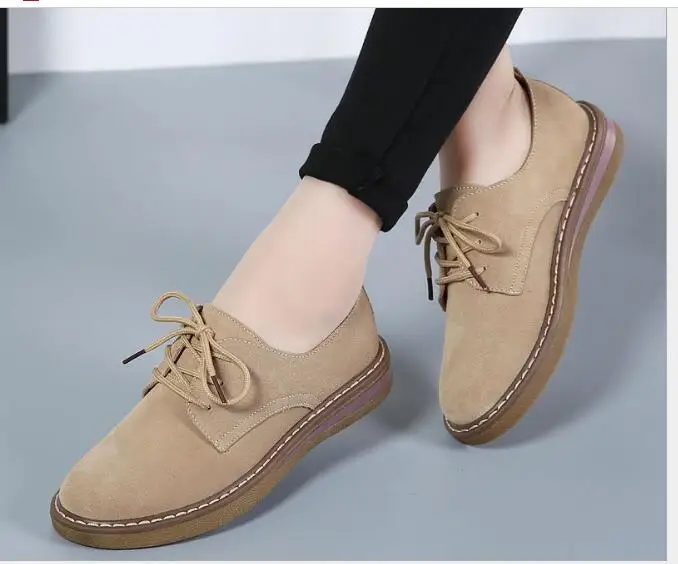New Genuine Leather Women Flat Shoes Lace up Autumn Sneakers Oxford Shoes Female Moccasins Casual Flat retro women shoes