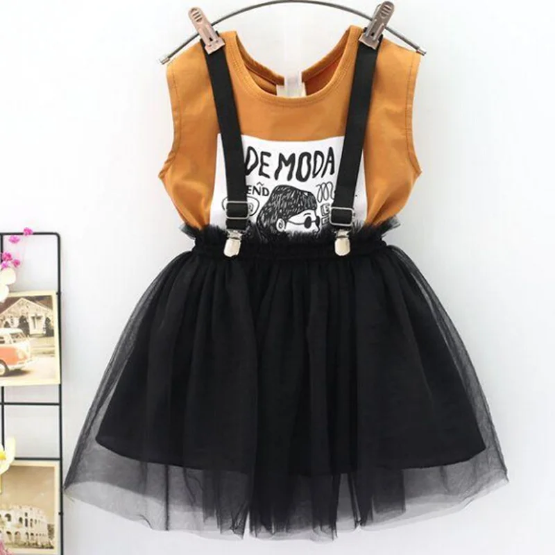 

Children Clothing Summer Toddler Girls Clothing T-shirt+Short skirt 2pcs Outfit Kids Clothes Suit For Girls Clothes Set 3-7 Year