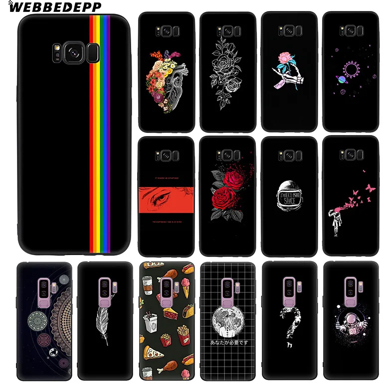 

WEBBEDEPP Simple Style Heart Astronaut Anime Soft TPU Silicone Case for Samsung Galaxy S10 S10e S9 S8 Plus S7 S6 Edge & J6