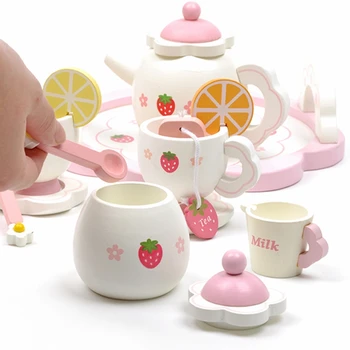 

Children'S Play House Tea Set Wooden Strawberry Afternoon Tea
