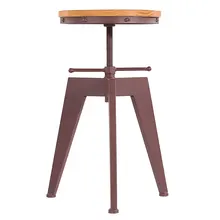 Ikayaa Металлический регулируемый по высоте поворотный промышленный стильный барный стул сосновой древесины топ кухня обеденный стул барный стул