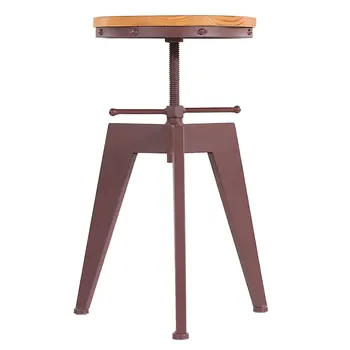 

ikayaa Metal Height Adjustable Swivel Industrial Style Bar Stool Pinewood Top Kitchen Dining Chair Barstool