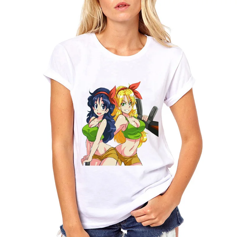 Футболка женская футболка dragon ball z harajuku camiseta mujer белая femme Bulma Artificial Man 18