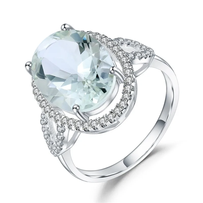 GEM'S BALLET 925 Sterling Silver Wedding Ring For Women Luxury 5.57Ct Oval Natural Green Amethyst Gemstone Rings Fine Jewelry GEM'S BALLET 925 Sterling Silver Wedding Ring For Women Luxury 5.57Ct Oval Natural Green Amethyst Gemstone Rings Fine Jewelry