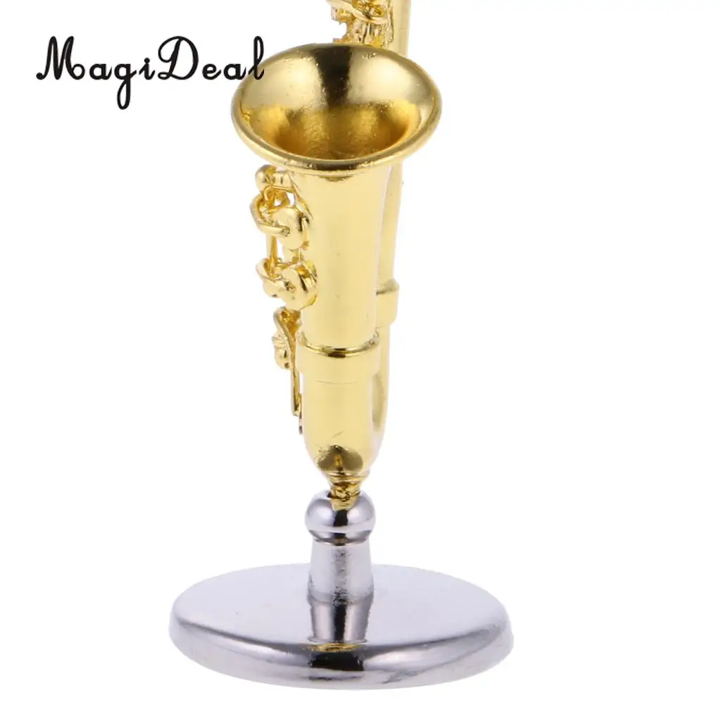 MagiDeal 1Pc Alloy Golden Miniature Saxophone for 1/12 Scale Dollhouse Bedroom Living Room Acce House Decor Child Kids Cute Toy