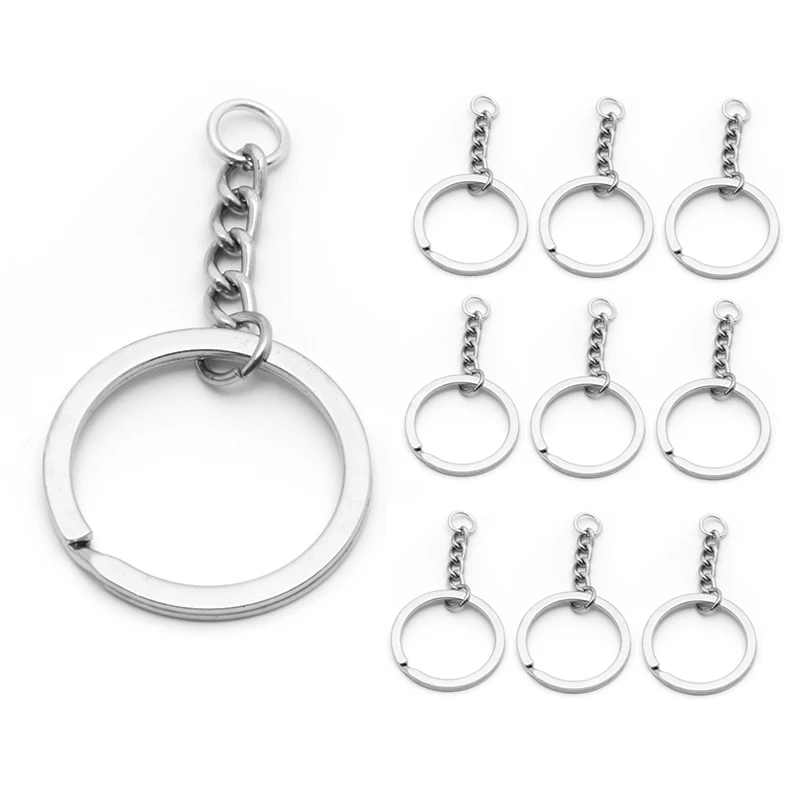 

10pcs Polished Silver Keyring DIY Keychain Short Chain Split Ring Key Rings 25mm