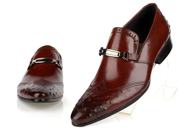 Simple men business dress shoes leather men chunky heel