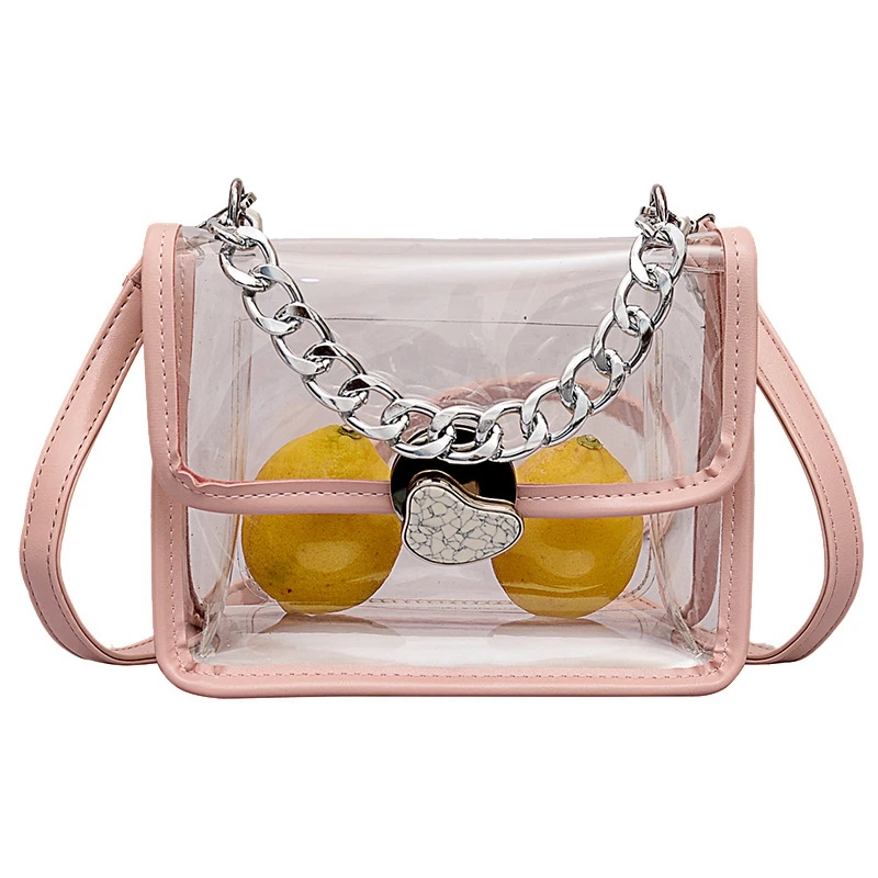 

Jelly Handbag New Fashion Girl Bag Transparent Chain Handbag Shoulder Bag Summer Beach Bag