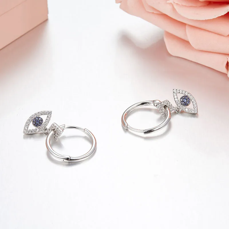 Серьги кольца женские из серебра 925 пробы с фианитом 3 цвета|Серьги-кольца| |