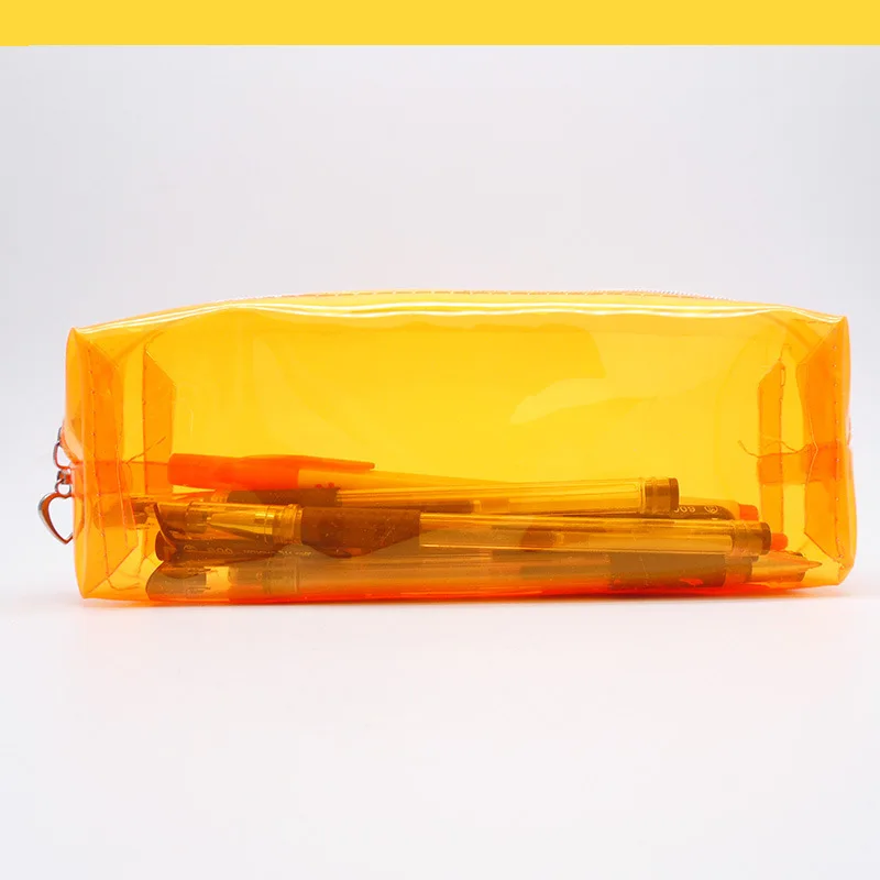 1 шт. прозрачный пластиковый чехол для карандашей качество PU школьные принадлежности Bts канцелярский Подарочный чехол для карандашей школьный милый пенал Bts школьный - Цвет: Orange