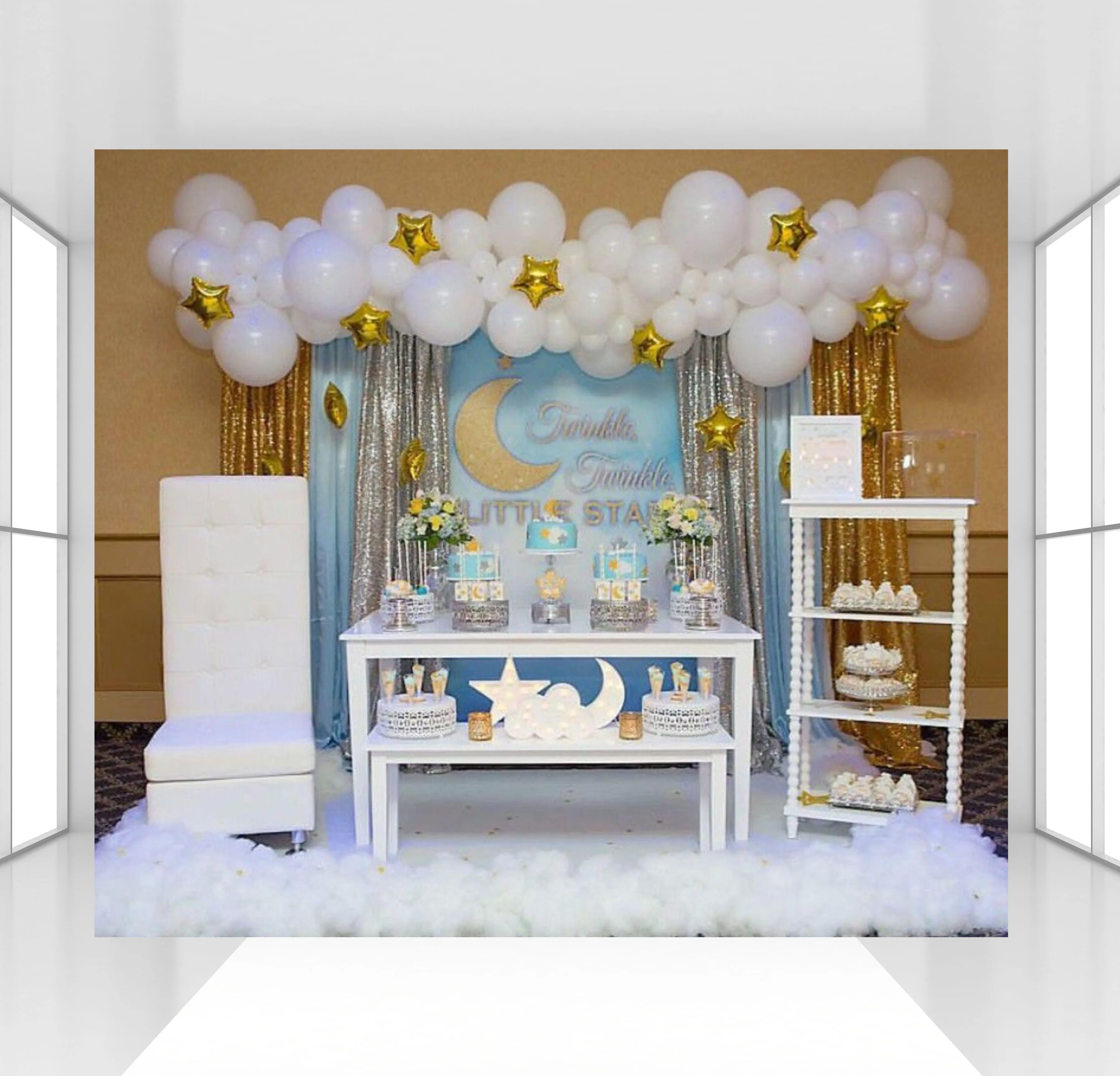 

baby shower Backdrop twinkle twinkle little star photocall photography Party blue Background dessert table Decoration backdrops