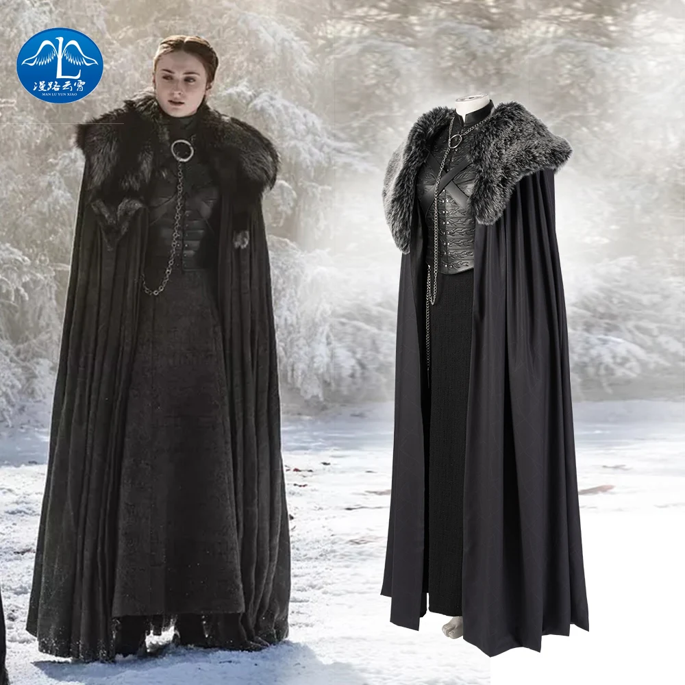 

Manluyunxiao Game of Thrones Cosplay Costume Sansa Stark Cosplay Dress Cloak Outfit Custom Made Halloween Accessories