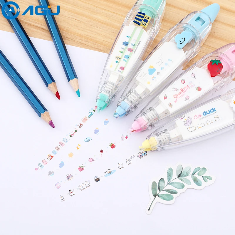 

AAGU 1PC New Arrival Kawaii Animals Panda Press Type Decorative Correction Tape Diary Stationery School Supply Cartoon Tape