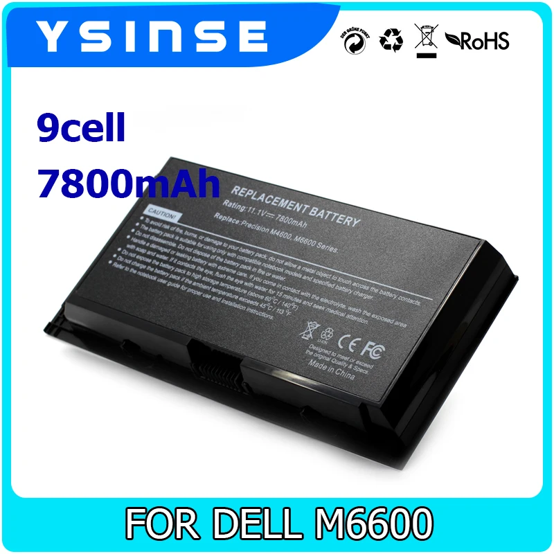 

YSINSE 9cell 7800mAh Laptop Battery For Dell Dell Precision M4600 M4700 M6600 M6700 0FVWT4 0TN1K5 312-1176 9GP08 FV993 KJ321