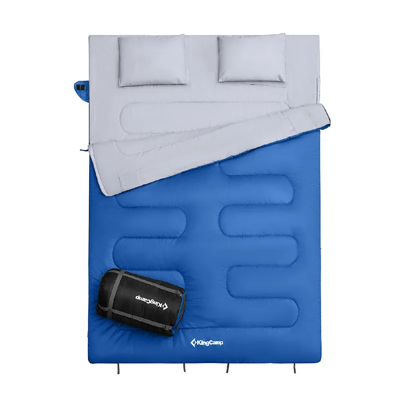 KingCamp серии кислорода двойной Теплый Комфорт портативный квадратный спальный мешок, для наружного кемпинга и дома, две подушки - Цвет: Blue
