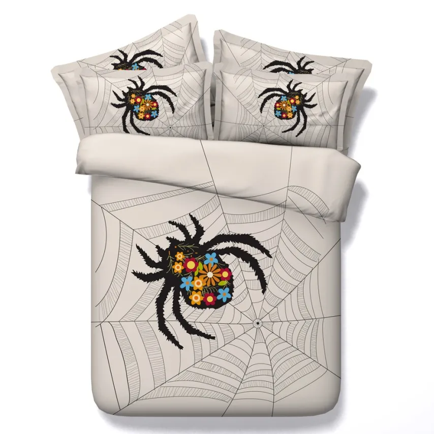 5PCS 3D Halloween Spider Bedding set Comforters sets bed sheet duvet
