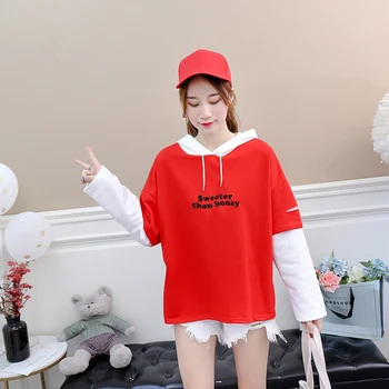 

2018 New Autumn T Shirt Women Fashion Harajuku Patchwork Casual Long Sleeve Sweater Than Honey Letter Print Tee Shirt Femme Tops