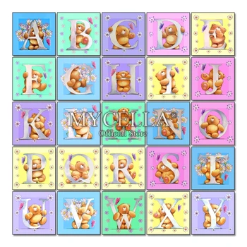 

Alphabetic Art Needlework Diy Diamond Painting 5d Diamond Embroidery Full Square Drill Cartoon Bear Home Decoration Wall Sticke