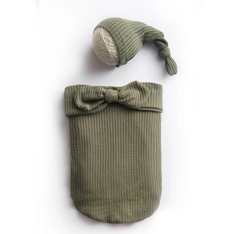 Хлопковый спальный мешок для новорожденных; реквизит для детской фотосессии; обертка s+ шапка; эластичная вязаная обертка для фотосессии новорожденных; аксессуары для одежды