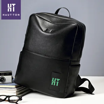 

2019 New Fashion Men's Backpack Genuine Leather Boys Shool Backpack High Quality Teenager Travel Bags Waterproof Notebook Bag