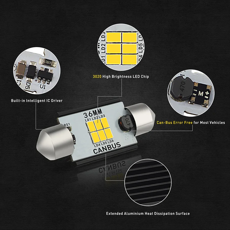 2x CANBUS Белый 36 мм C5W светодиодный номерной знак света лампы 3020SMD для Audi A3 8 P 8L A4 B5 B6 A6 C5 C6 C7 Q3 Q5 Q7 A8 TT