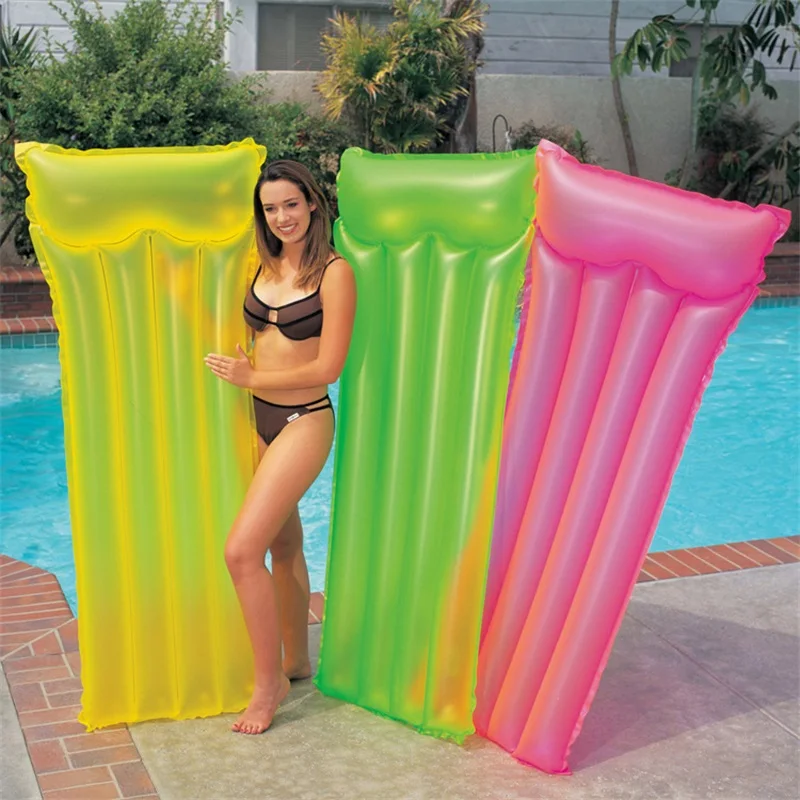 183*76CM Fluorescent Inflatable Floating Row Water Bed Swimming Air Mattresses Beach Mat
