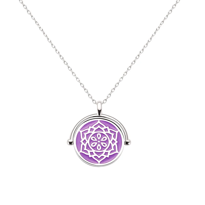 

LEKANI 2019 Chakra Wheel Couple Round Purple Crystals from Swarovski Clavicle Chain 925 Sterling Silver Pendant Charm Necklaces