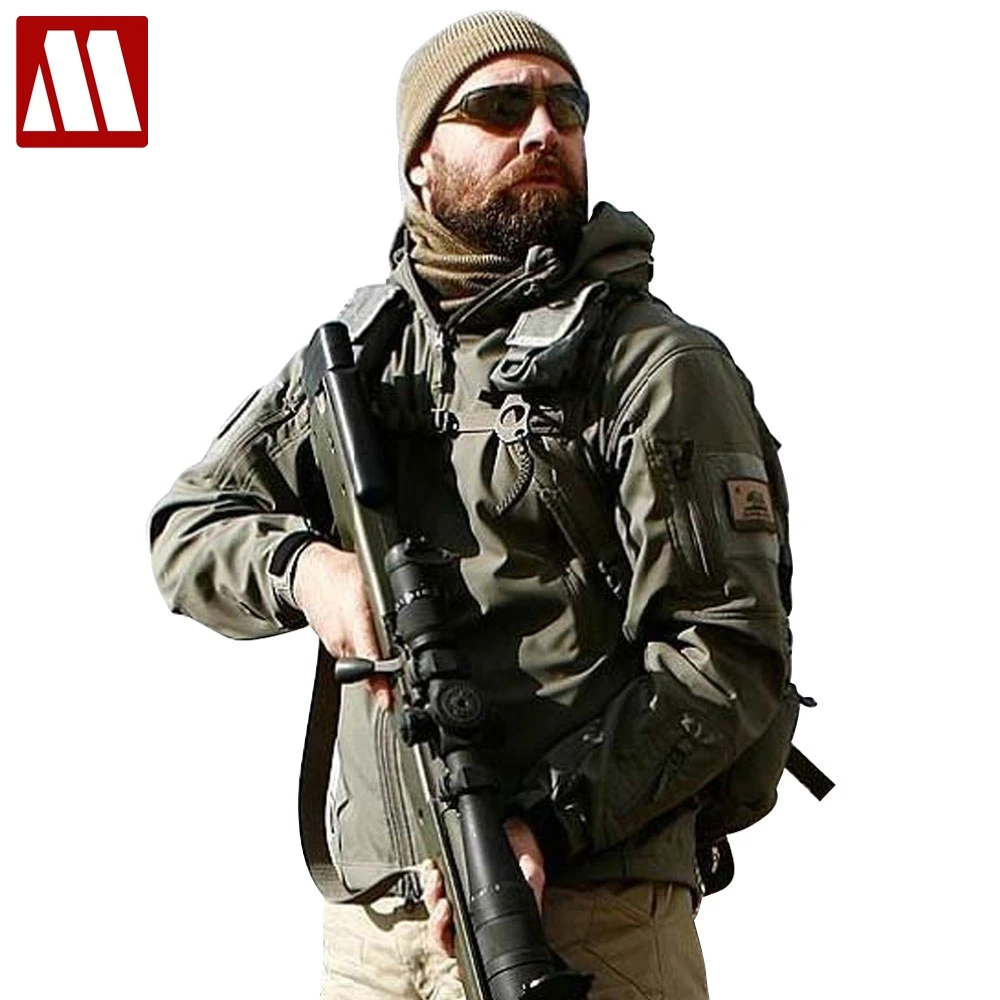 

Hooded Men's Military Tactical Jacket Lurker Man Shark Skin Softshell Jackets Windproof Waterproof Army Coat Camouflage Clothing