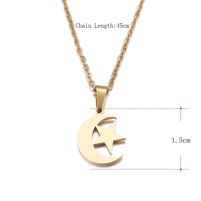 DOTIFI Stainless Steel Necklace For Women Lover’s Gold And Silver Color Moon & Star Pendant Necklace Engagement Jewelry