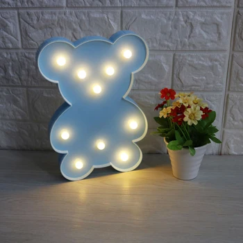 

1pc 3D Animal Night Lights Bear LED Battery Nightlight For Baby Kids Bedroom Decoration