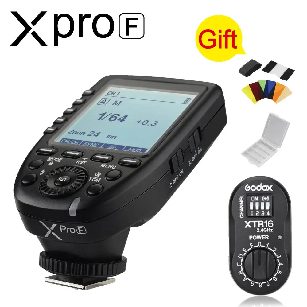 

Godox XPro-F 2.4G E-TTL Wireless Flash Trigger + XTR-16 2.4G Wireless Flash Strobe Receiver for Fujifilm DSLR Camera