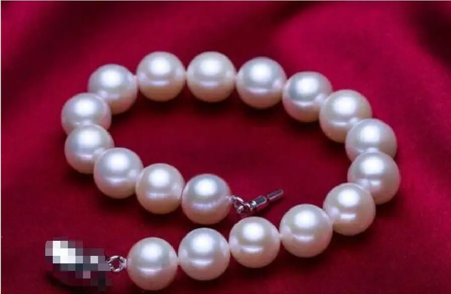 

Hot selling free shipping******** real rare 7.5"10-11mm natural south sea white pearl bracelet AAAA+ HK001
