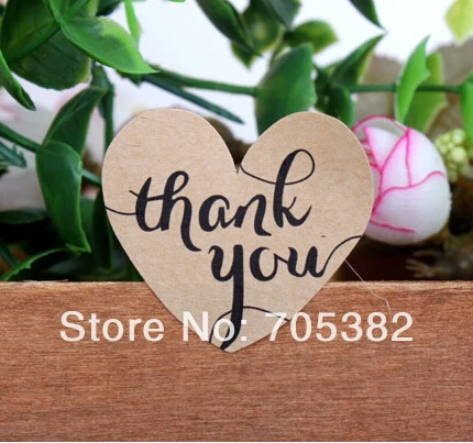 100 шт./лот коричневая крафт-бумага в форме сердца Thank You letter packaging label Sticker(dd-6845) |