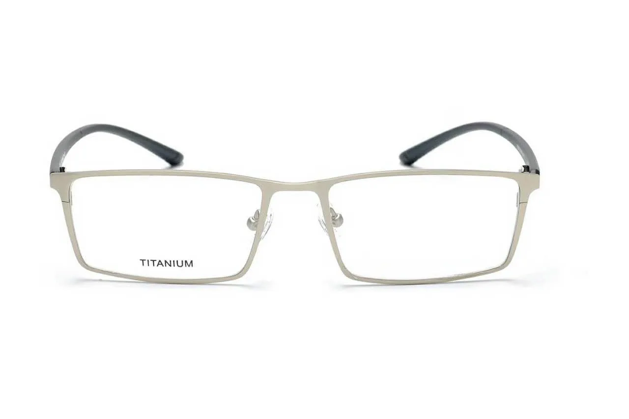 Титановая оправа для очков, мужские ультралегкие квадратные очки для близорукости по рецепту, мужские металлические полностью оптические оправы, Безвинтовые очки p9850 - Цвет оправы: Серебристый