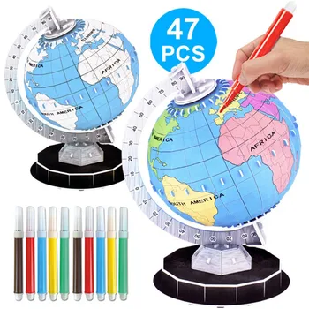 

3D Puzzle World Globe Planet Model Assembled Children Educational Toys