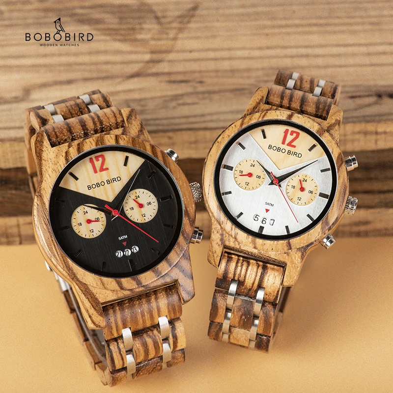 

BOBO BIRD Lover's Watch Wood Quartz Wristwatch Ladies Timepiece relogio masculino Auto Date With Gift Box L-S15