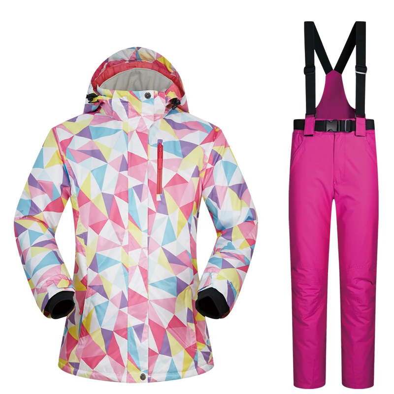 Костюмы для сноуборда женские зимние высококачественные лыжные куртки и штаны ветрозащитный водонепроницаемый теплый дышащий зимний комплект брендовый лыжный костюм