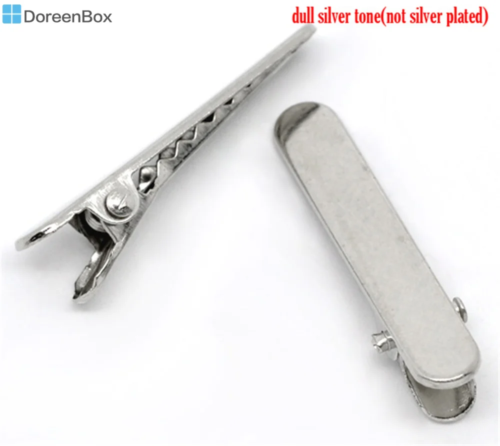 

Doreen Box hot- 50 Silver Tone Barrettes Hair Clips 3.5x0.7cm (B11527)