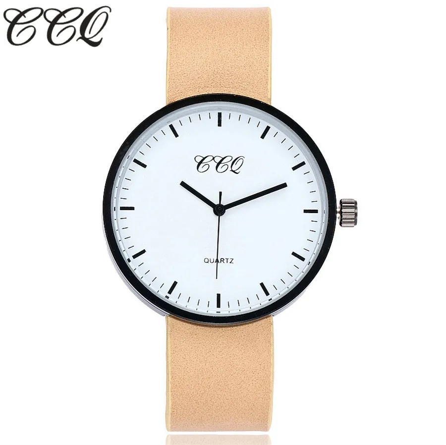 

CCQ Simple Dial Wristwatches Top Brand Luxury Women Dress Watches Male Leather Strap Quartz Clock Sport Watch Relogio Feminino