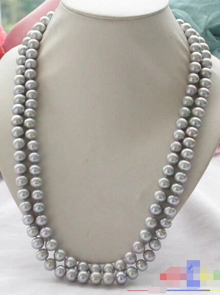 

Wholesale FREE SHIPPING >>> AA++ 50" 10mm ROUND GRAY Freshwater Cultured PEARL NECKLACE