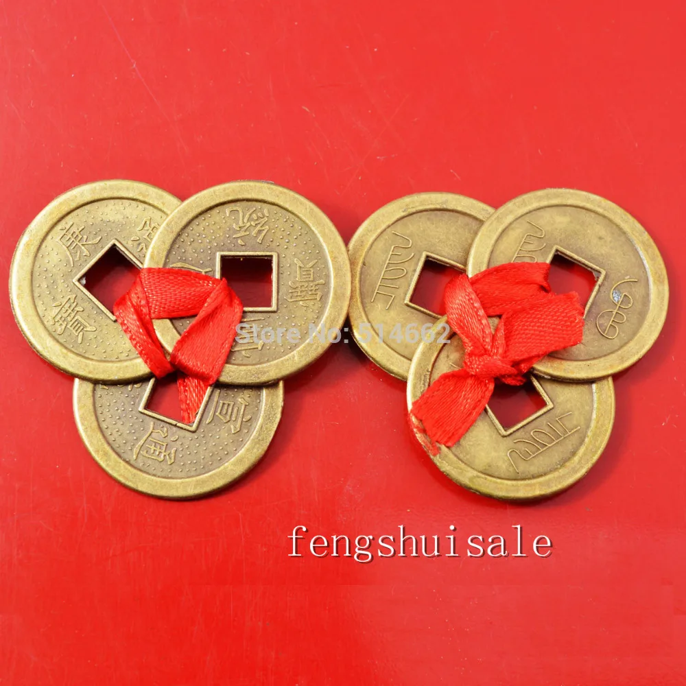 

2pcs Chinese Feng Shui Three I-ching Coin+red Envelope Y1113B