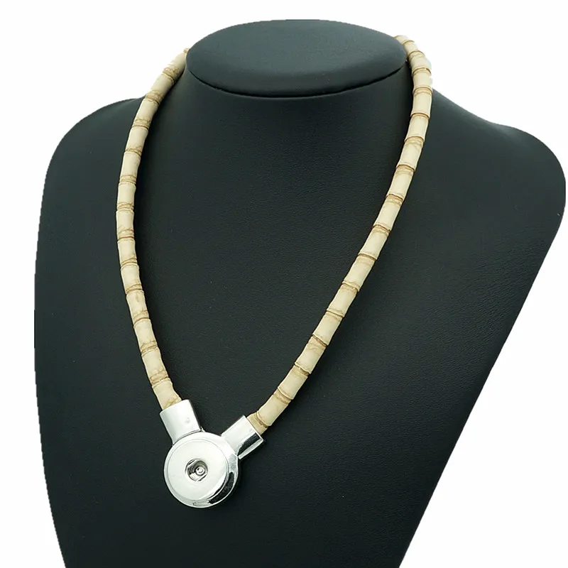 DJ0079 Beauty Fashion Real Leather snap necklace Torques Collar 50cm colorful Magnet buckle 18MM snap buttons