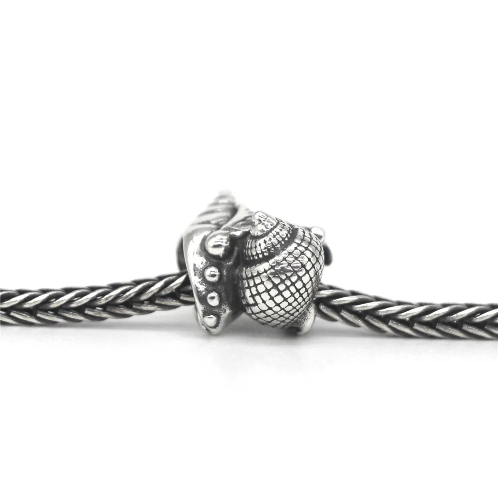 Омела изделия из натуральной 925 пробы Серебряная любовь раковины очарование Бисера Подходит Европейский Тролль 3,0 мм браслет