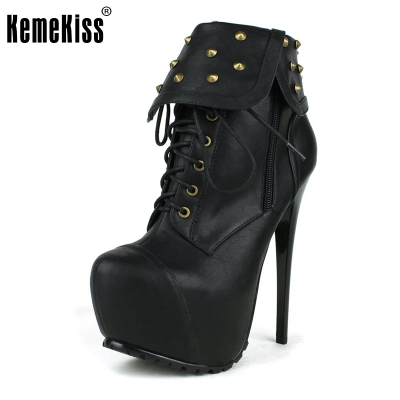 Hot Selling Women Ankle Boots Zip Sexy Rivets Thin Heel Boots Fashion Customizable Shoes Woman Heeled Footwear Size 35-46 B069